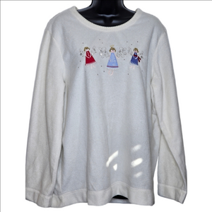 VTG White Stag Sweater Vest Womens XL Christmas Winter With 3 Angels